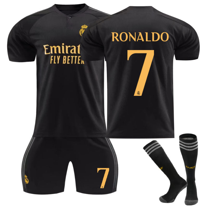 Beakey Real Madrid Second Away Jersey RONALDO #7 Soccer Jersey Kids Adult 3Pcs Jersey Kits