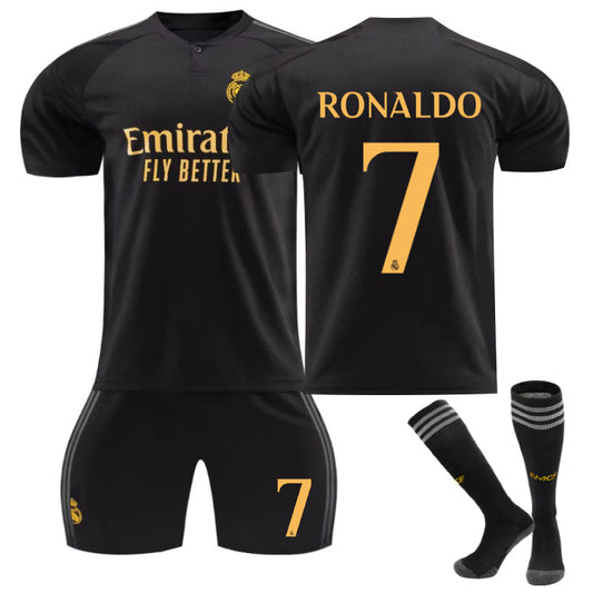 Beakey Real Madrid Second Away Jersey RONALDO #7 Soccer Jersey Kids Adult 3Pcs Jersey Kits