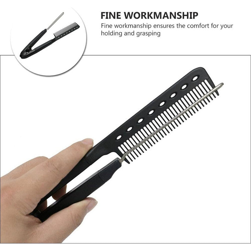 Beakey Flat Straightening Comb V-Shaped Hair Brush Hairdressing Tool-Purple