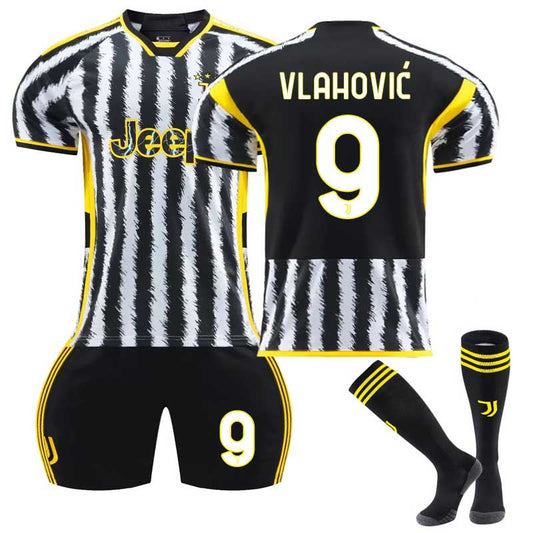 Beakey Juventus Home Jersey VLAHOVIC #9 Soccer Jersey Kids Adult 3-Pieces Jersey Kits