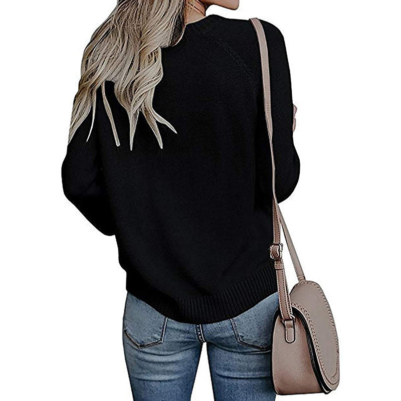 Beakey Women's Long Sleeve Pullover Sweater CrewNeck Cute Heart Knit Sweater-Black