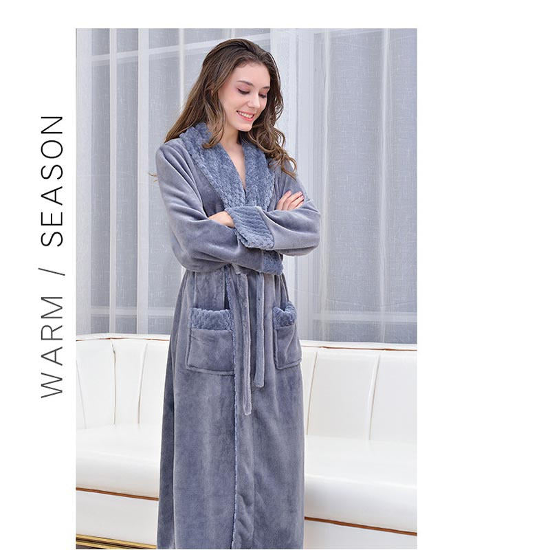 Beakey Warm Soft Plush Robe with Pockets for Unisex-Grey