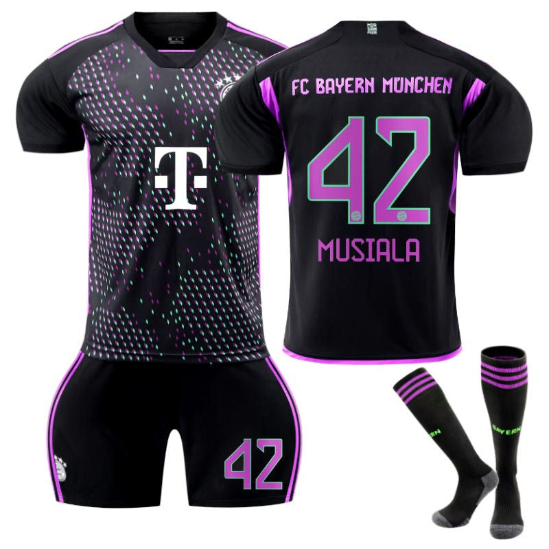 Beakey Bayern Away Jersey MUSIALA #42 Soccer Jersey Kids Adult 3-Pieces Jersey Kits