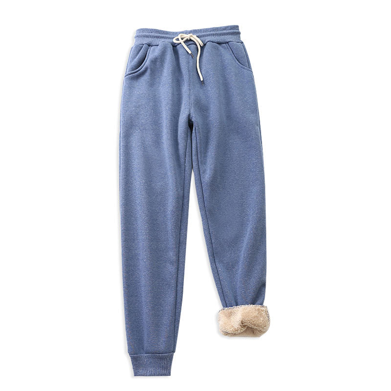 Beakey Womens Warm Sweatpants Sherpa Lined Winter Athletic Jogger Pants-Denim Blue