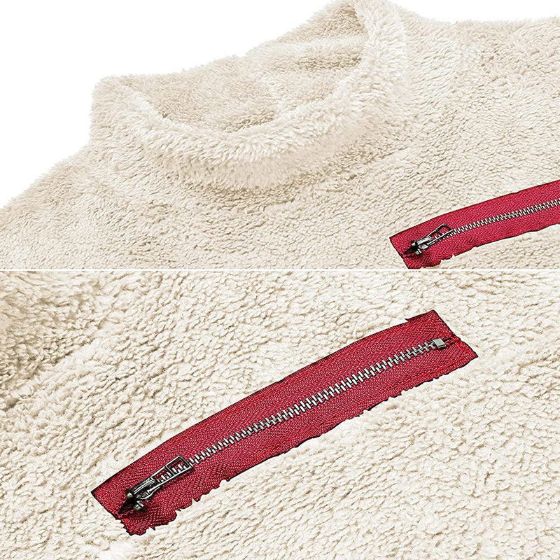 Beakey Womens Turtleneck Sweatshirt Winter Faux Fuzzy Sherpa Pullover-Light Apricot