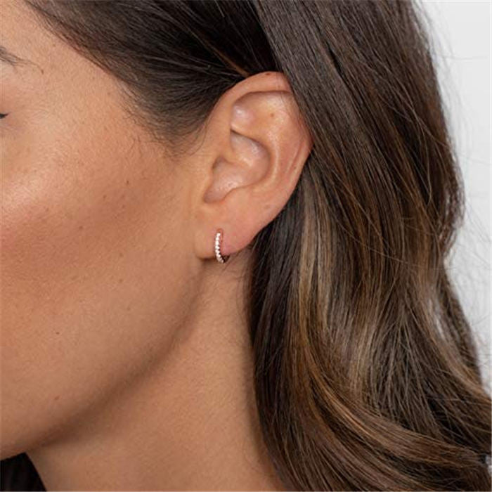 Beakey S925 Sterling Silver Cubic Zirconia Cuff Earrings Stud-Rose Gol