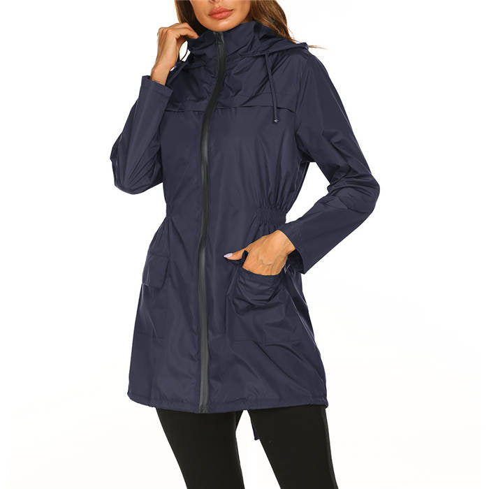 Beakey Rain Jackets Womens Lightweight Hooded Waterproof Outdoor Hiking Clothes-Dark Blue-HYY0726
