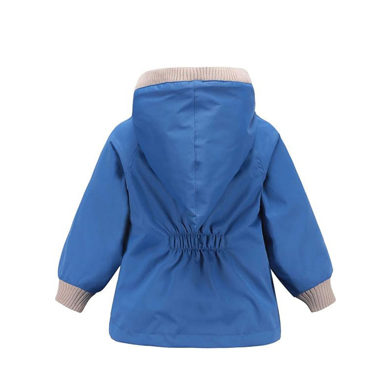 Beakey Kids Rain Jacket with Removable Hood Windproof for Spring Fall-Royal Blue