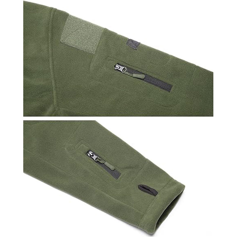 Beakey Military Tactical Jacket for Men Fleece Hooded Coat with Zipper-Army Green