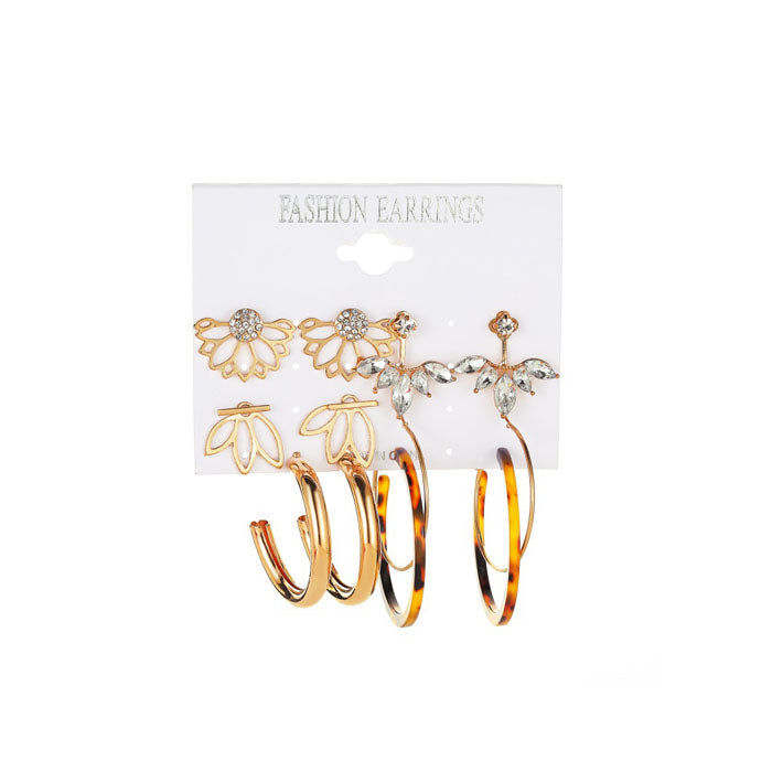 Beakey 6 Pairs Fashion Earrings Set with Tassel Dangle Hoop Earrings Colorful Statement Earrings Studs-(Style 12)