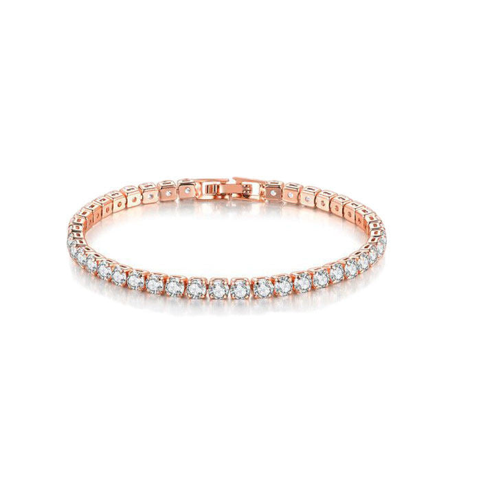 Beakey 4mm Cubic Zirconia Classic Tennis 17/18/19cm Bracelets For Women-Rose Gold