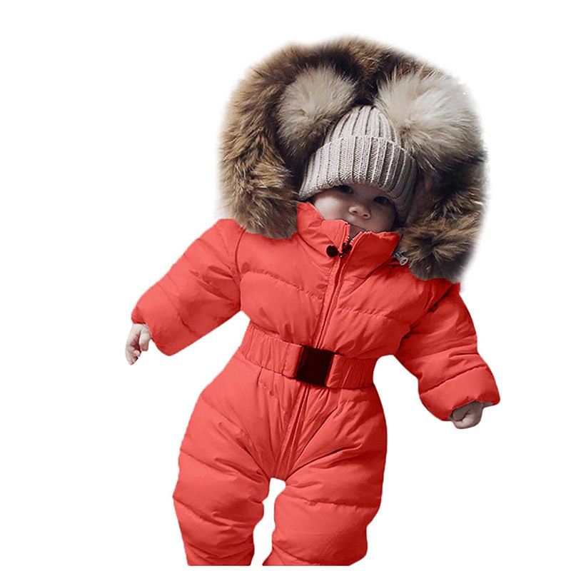 Beakey Newborn Snowsuits with Removable Hood Warm Padded Coat Winter-Orange