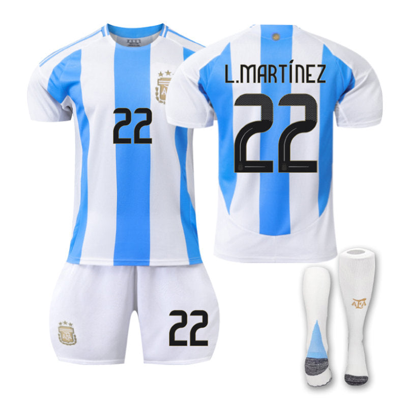 Beakey L.MARTINEZ #22 Argentina Home Jersey Soccer Jersey Kit Football T-shirt Set for Adult Kids