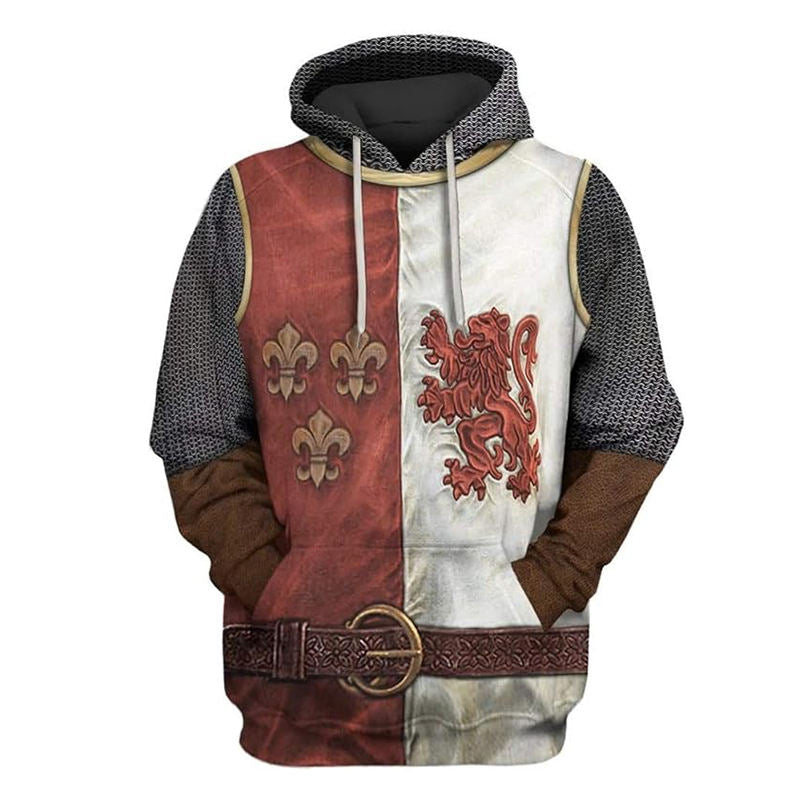 Beakey Medieval Knight Hoodie for Women Men Classic 3D Printed Sweatshirt-B