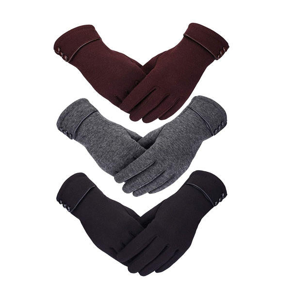 Beakey 3 Pairs Women Winter Gloves Warm Touchscreen Windproof Gloves-BlackGrayBrown
