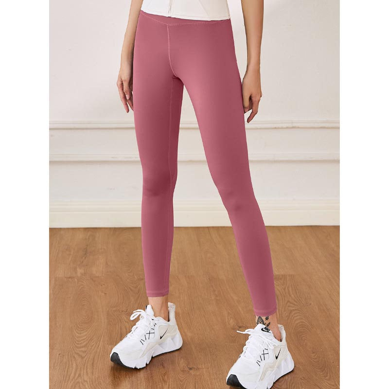 Beakey Womens Fleece Yoga Pant High Waisted Tummy Control Athletic Leggings-Pink