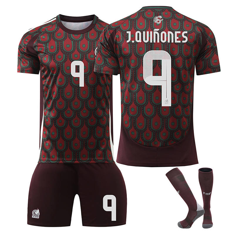Beakey J.QUINONES #9 Mexico Home Jersey Soccer Jersey Kit Football T-shirt Set for Adult Kids
