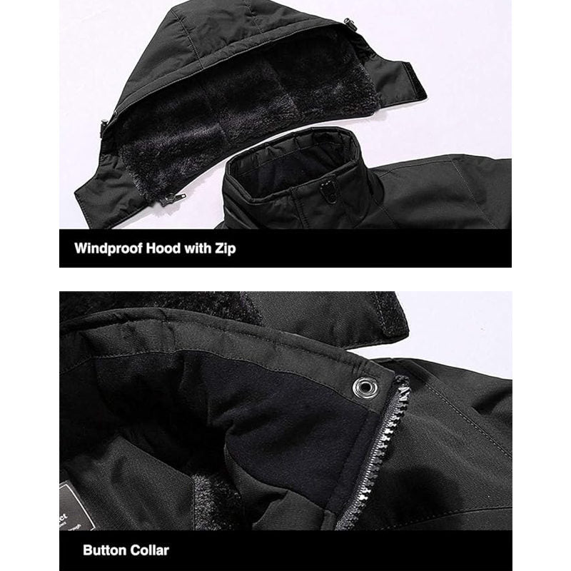 Beakey Mens Winter Coat Fleece Lined Waterproof Snow Ski Jacket with Hood-Grass Green