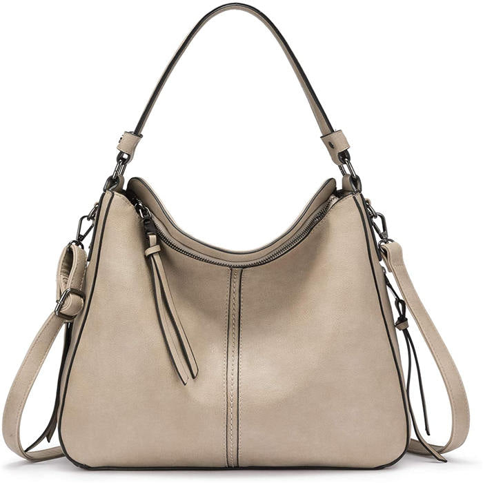 Beakey Handbags for Women Large Designer Ladies Hobo bag Bucket Purse Faux Leather-Creamwhite