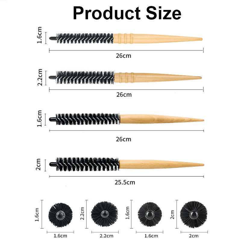 Beakey 4 Pcs Small Round Hair Brush Different Sizes for Bangs Beard