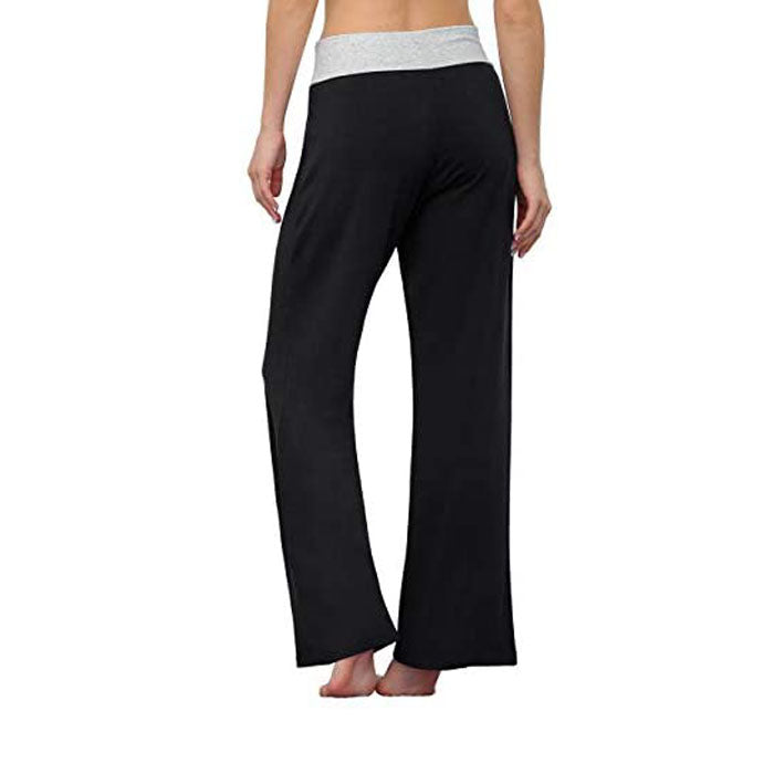 Beakey Women's Comfy Pajama Pants Casual Stretch Pant Drawstring Wide Leg Pants-Black-0881