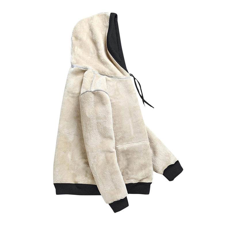 Beakey Ladies Winter Warm Fleece Lined Pullover Casual Hooded Sweatshirt-Black