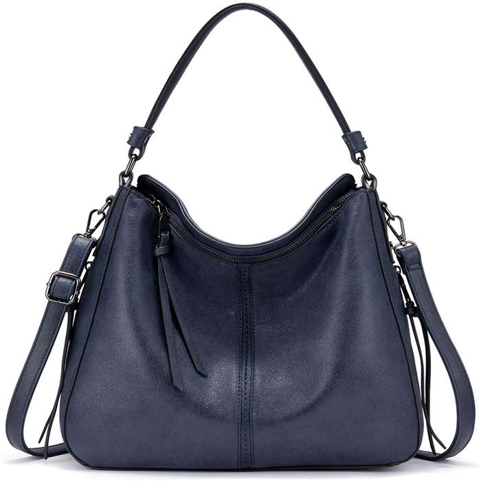 Beakey Handbags for Women Large Designer Ladies Hobo bag Bucket Purse Faux Leather-Darkblue