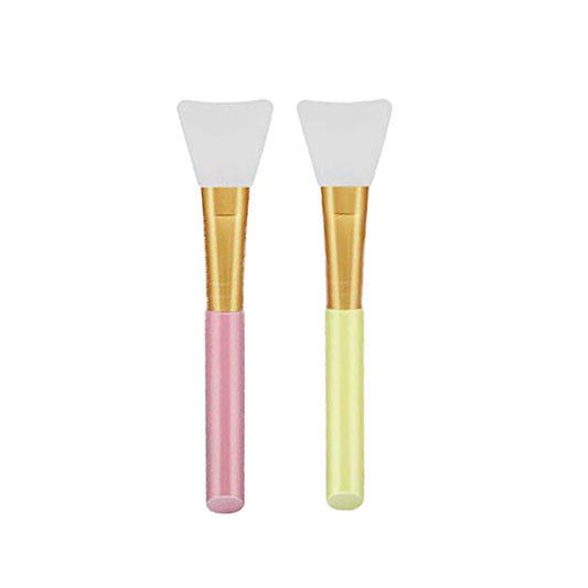 Beakey 2pcs Silicone Face Mask Brush Soft Silicone Facial Mud Mask Applicator Brush-Pink+Yellow