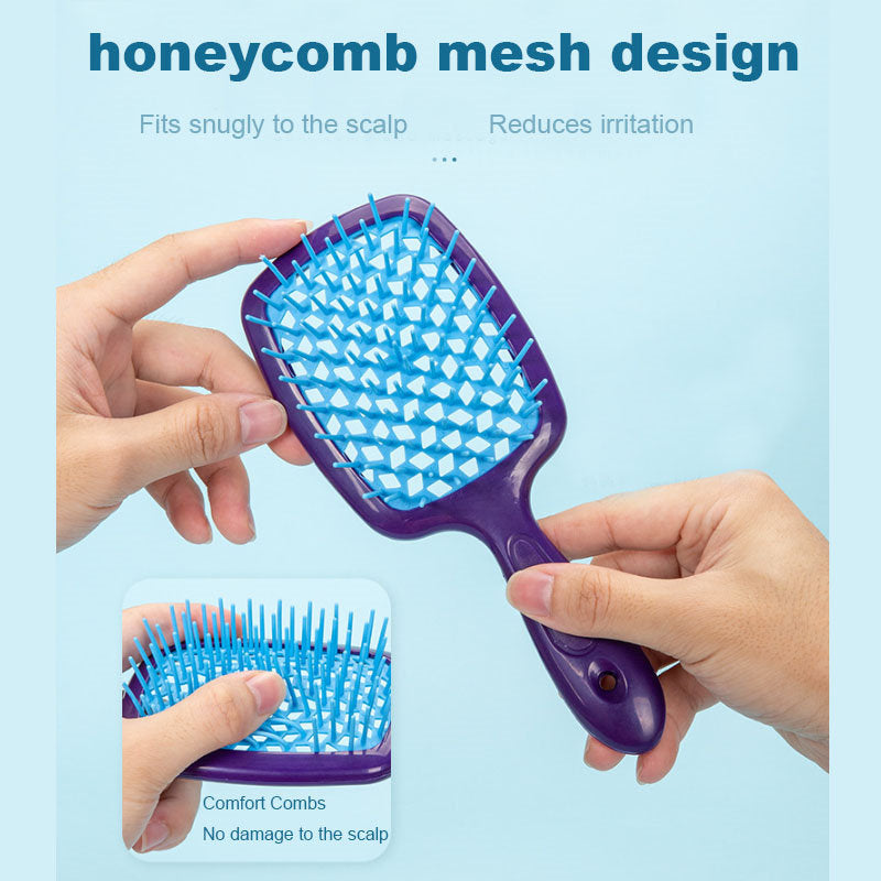 Beakey Massage Hair Brush Wet & Dry Vented Detangling for All Hair Types-RoseRedClear