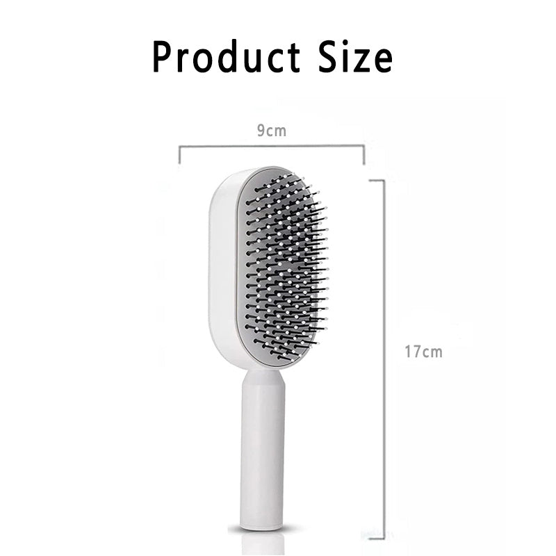 Beakey Self Cleaning Hair Brush 3D Air Cushion Hair Brushes for Women Thick Hair-White