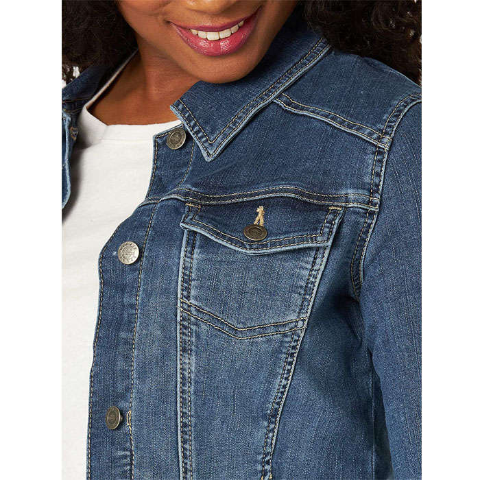 Beakey Women's Plus Size Classic Jean Jacket Slim-Nostalgic Blue-042