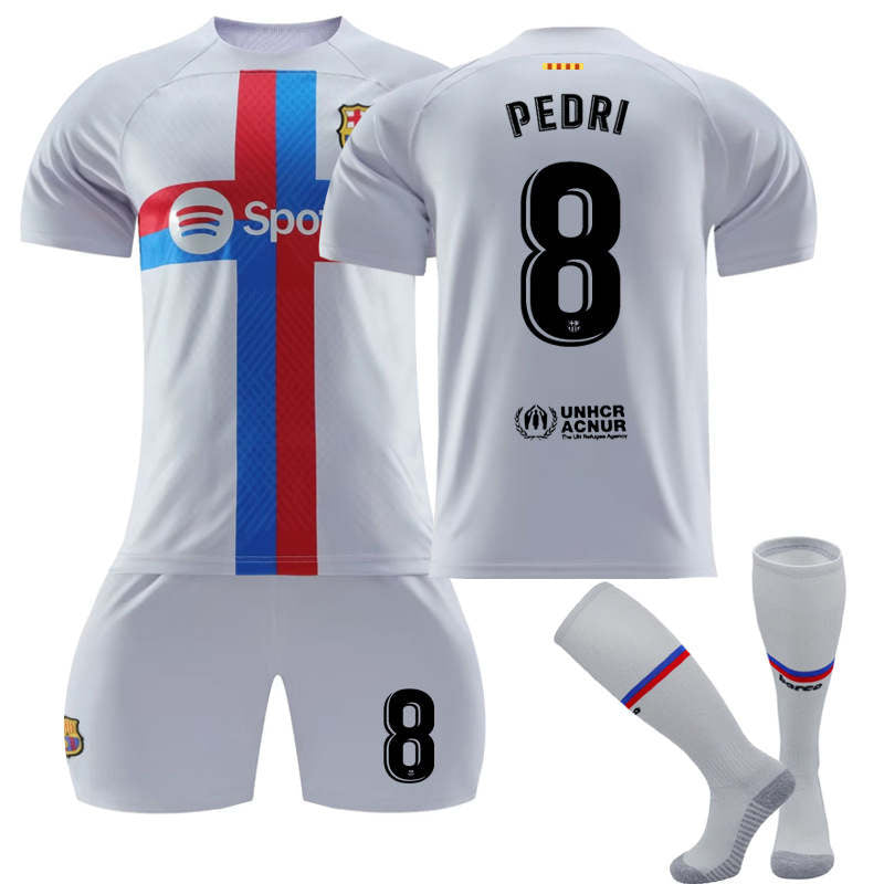 Beakey FC Barcelona Second Away Jersey 2022-23 PEDRI #8 Soccer Jersey Kids Adult 3-Pieces Jersey Kits