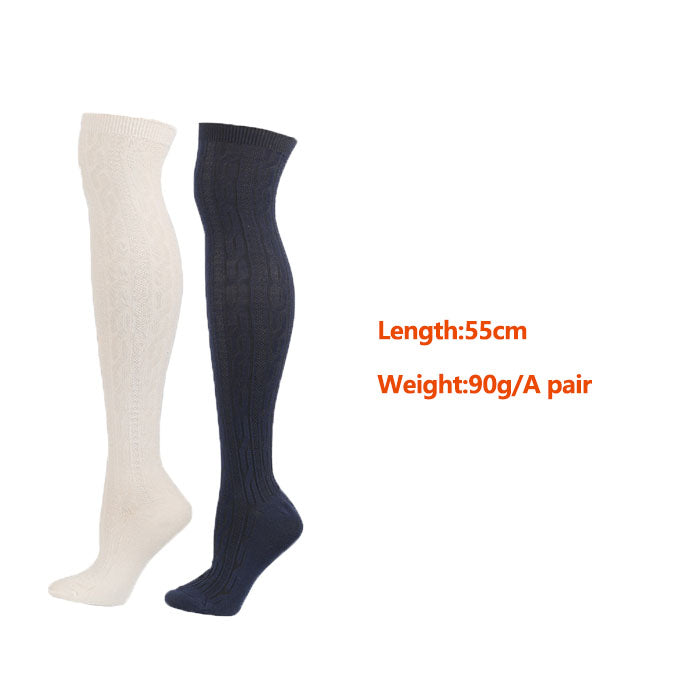 Beakey 2Packs Women Extra Long High Socks Knit Warmers Thick Tall Long Boot Stockings Leg-WhiteNavy
