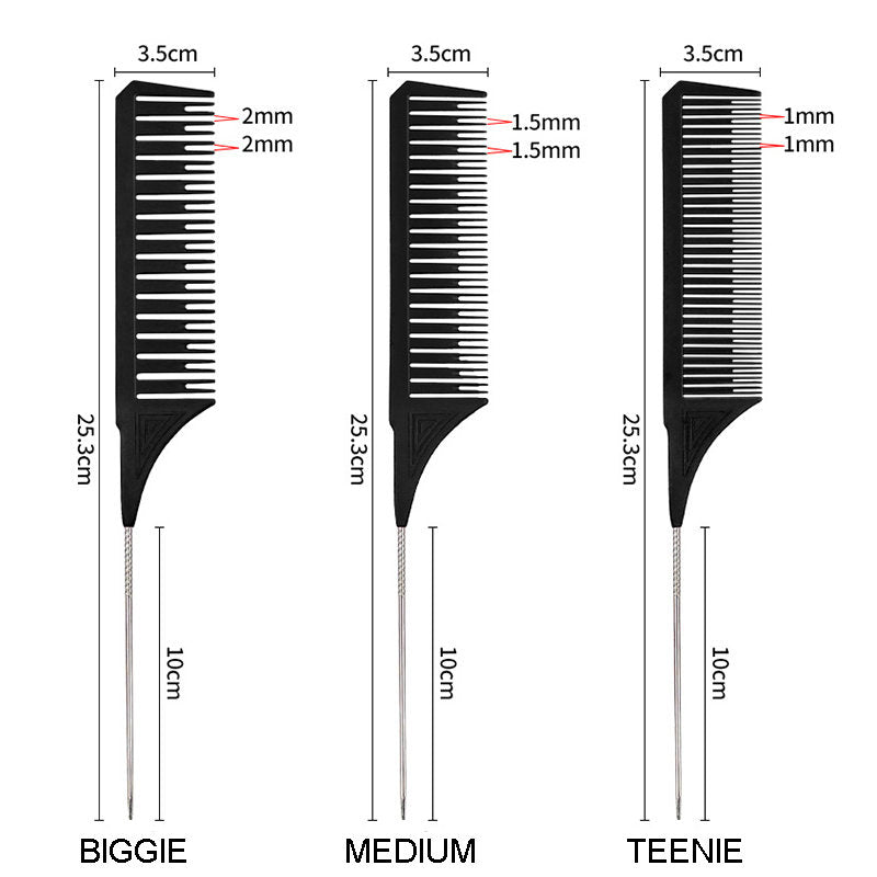 Beakey 3 Pcs Highlighting Combs 3 Sizes with Rat Tail Perfect for Salon-Set1
