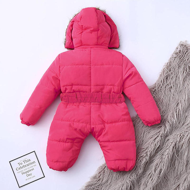 Beakey Newborn Snowsuits with Removable Hood Warm Padded Coat Winter-Rose Red