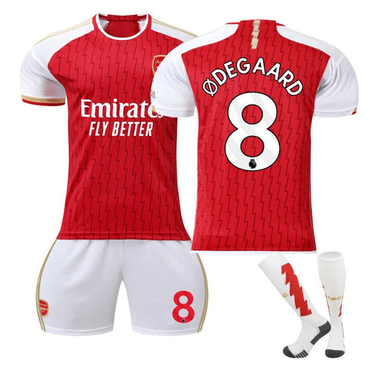 Beakey Arsenal F.C. Away Jersey ODEGAARD #8 Soccer Jersey Kids Adult 3Pcs Jersey Kits