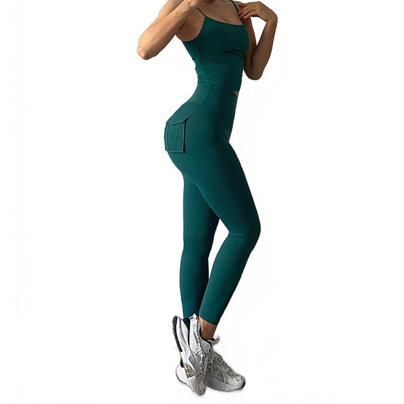 Beakey Womens Yoga Pants High Waist Leggings with Pockets for Workout-Lake Green