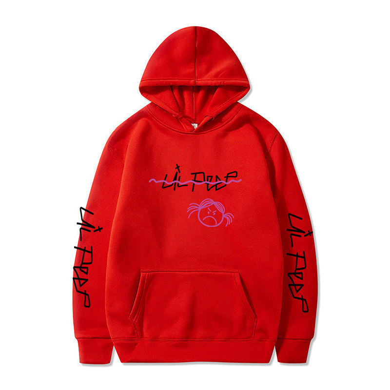 Beakey Unisex Hoodie for Winter with Front Pocket Letter Print Sweatshirt-RedB