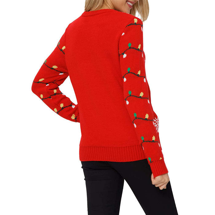Beakey Women's Christmas Sweater Pullover Snowflake Long Sleeve Shirt-Tree Red-KLK2122