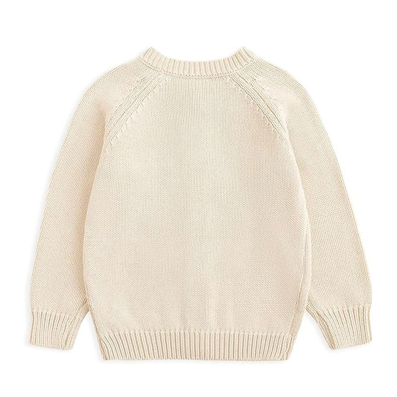 Beakey Toddlers Girls Sweater Embroidered Strawberry Knitted Cardigan-Beige