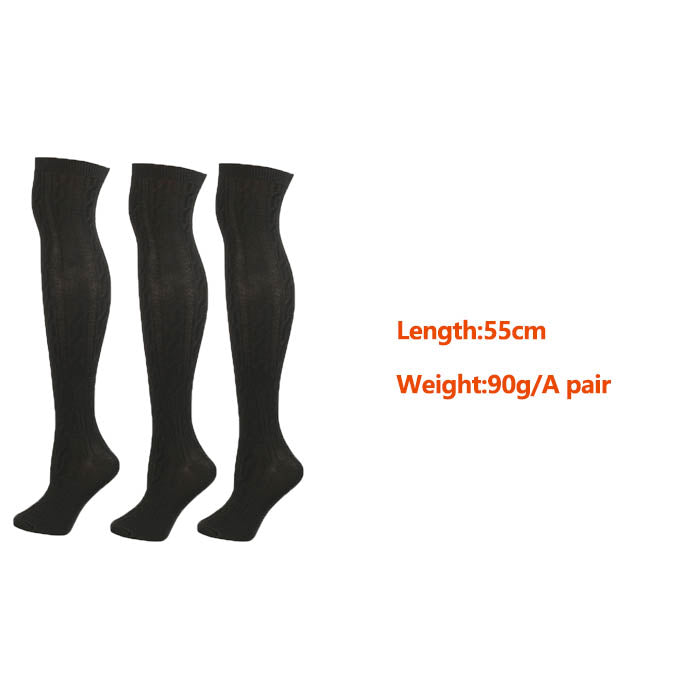 Beakey 3 Packs Women Extra Long High Socks Knit Warmers Thick Tall Long Boot Stockings Leg-Black