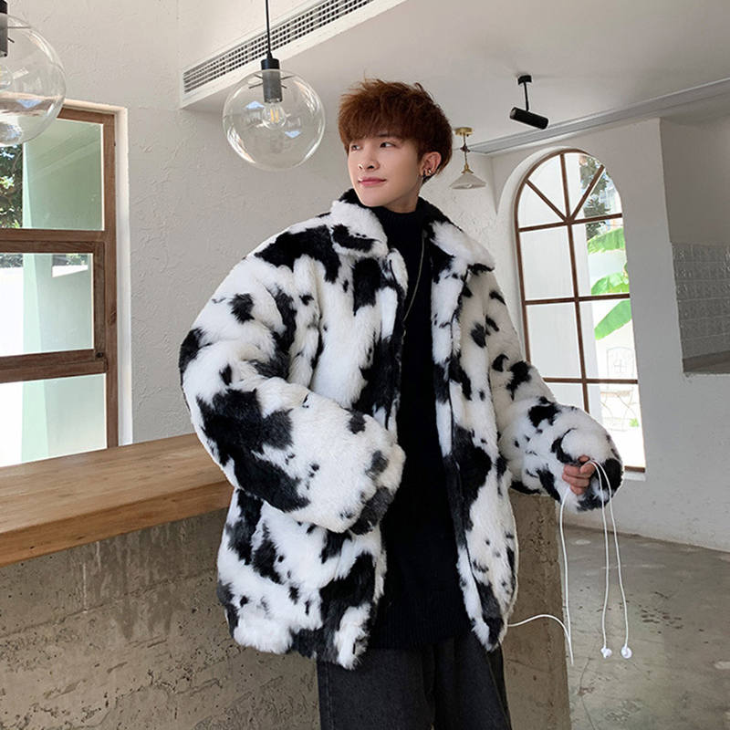 Beakey Faux Fur Jackets for Men Warm Zip up Oversize Outwear Winter