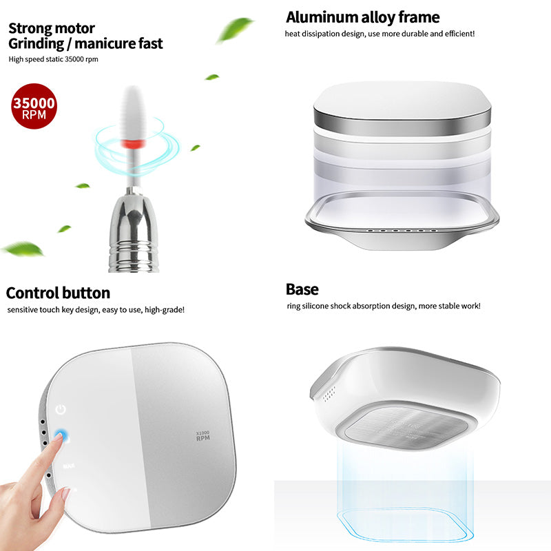 Beakey Electric Nail Drill Machine Set 35000RPM Rechargeable-Blue