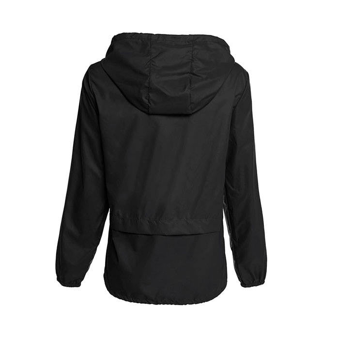 Beakey Women Lightweight Waterproof Raincoat Packable Outdoor Hooded Windbreaker-Black-AL1064