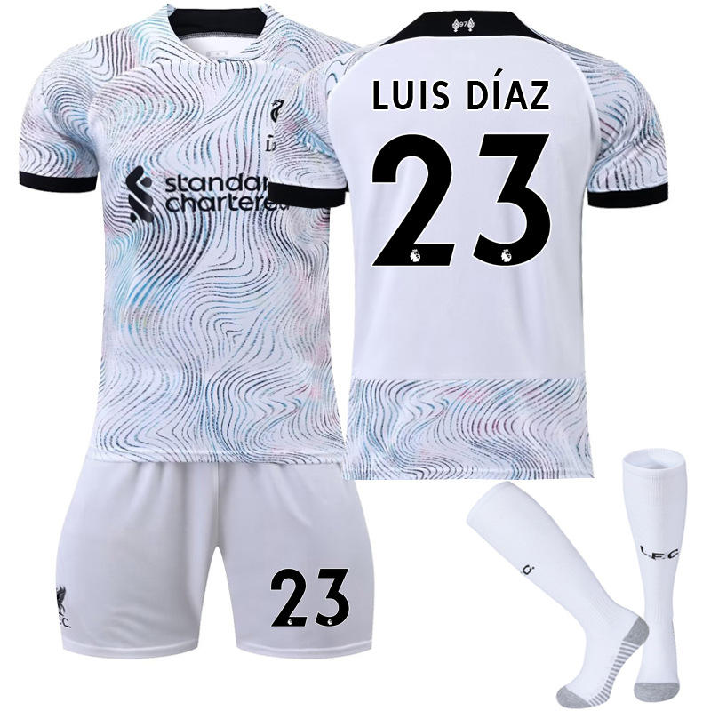 Beakey LUIS DIAZ #23 Liverpool Home Jersey 2022/23 Soccer Jersey Kit Football T-shirt Set For Adult Kids