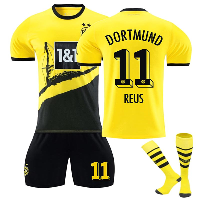 Beakey Dortmund Home Jersey REUS #11 Soccer Jersey Kids Adult 3-Pieces Jersey Kits