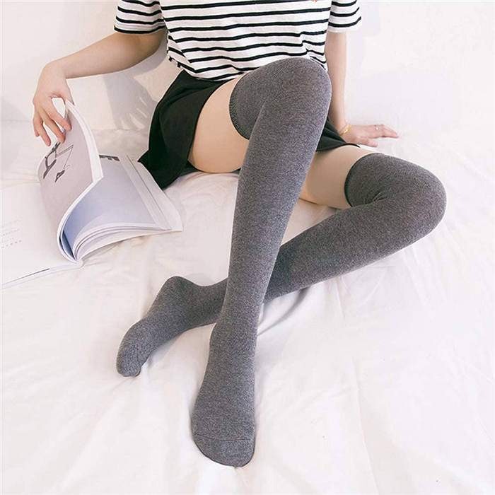 Beakey 6 Packs E Womens Long Solid Color Socks Over Knee Thigh High Socks Warm Stocking
