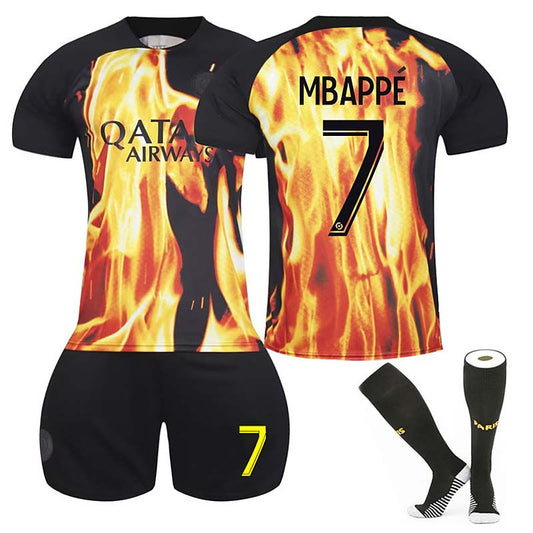 Beakey Paris Flame Special Edition Jersey MBAPPE #7 Soccer Jersey Kids Adult 3-Pieces Jersey Kits