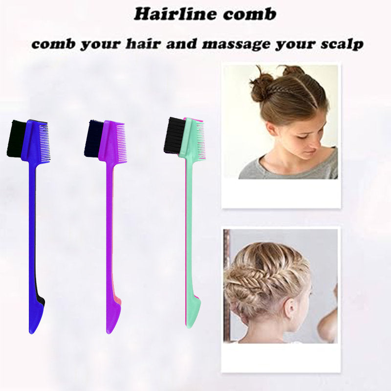 Beakey 3 Pcs Double Sided Hair Brush for Hair Eyebrow Edge Control-Set B