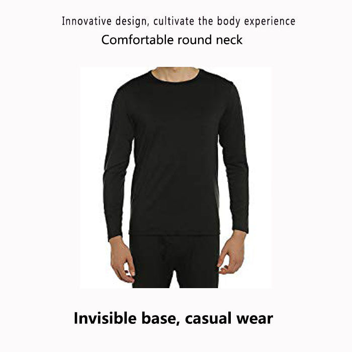 Beakey Men's Ultra Soft Autumn And Winter Thermal Underwear Fleece Lined Pajamas-Black